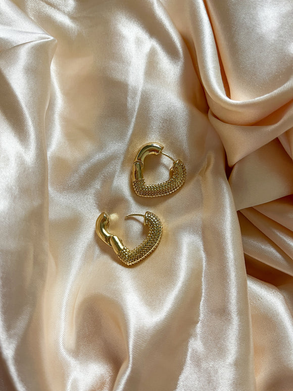 “Heart Skip A Beat” Gold Hoops